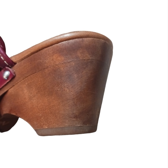 NAYA Hyacinth Clog Laser Cut Leather Wooden Heel size 6.5 - Picture 6 of 8